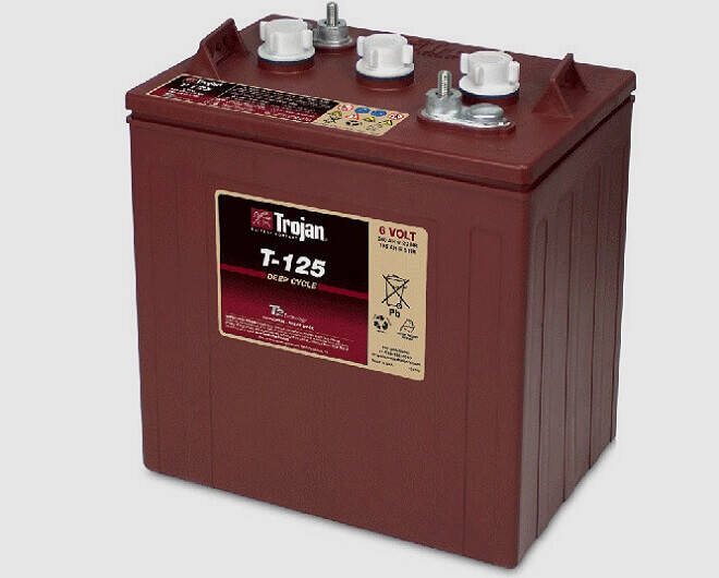 Trojan T-125 6V Deep Cycle Battery, Flooded Lead Acid